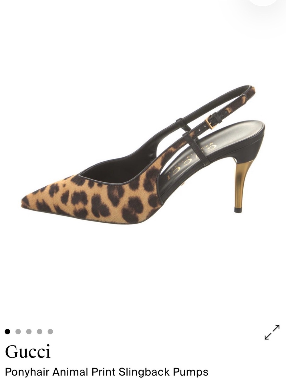Gucci Leopard Ponyhair Animal Print Slingback Pumps - Brown/Black